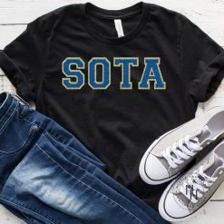Hustle And Heart NC SOTA Sapphire/gold Faux Chenille Letters Graphic Tee