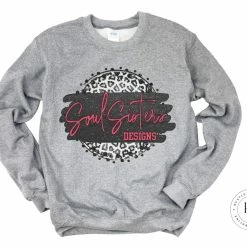 Hustle & Heart NC Faux Glitter Leopard Circle Designs Soul Sisters Designs Black And Pink