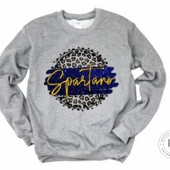 Hustle & Heart NC Spartans Blue And Yellow Gold Faux Glitter Leopard Circle Designs