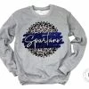 Hustle & Heart NC Faux Glitter Leopard Circle Designs Spartans Royal Blue/White With Black Outline