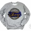 Hustle & Heart NC St.Mary Vikings Royal Blue And Yellow Gold Faux Glitter Leopard Circle Designs