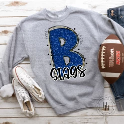 Hustle & Heart NC Stags B Glitter Varsity Doodle