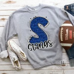 Hustle & Heart NC Stags Blue/Old Gold Glitter Varsity Doodle