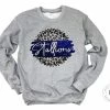 Hustle & Heart NC Stallions Royal Blue And White Faux Glitter Leopard Circle Designs