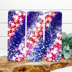 Hustle & Heart NC Stars And Glitter Red/White/Blue Completed 20oz Skinny Tumbler
