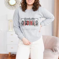 Hustle & Heart NC School Doodle Designs Steelville Cardinals Doodle Graphic Tee