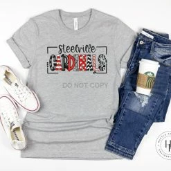 Hustle & Heart NC School Doodle Designs Steelville Cardinals Doodle Graphic Tee