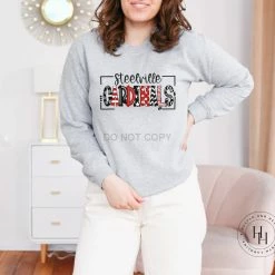 Hustle & Heart NC School Doodle Designs Steelville Cardinals Doodle Graphic Tee - With Stars