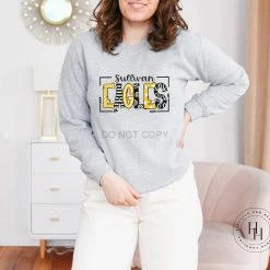 Hustle & Heart NC Sullivan Eagles Black/Yellow Gold/White Doodle Graphic Tee School Doodle Designs