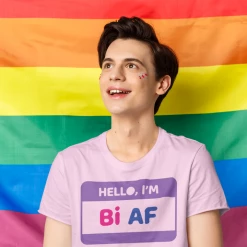 Hustle And Heart NC Valentine's Day Hello I'm Bi AF Graphic Tee