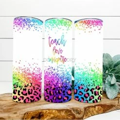 Hustle & Heart NC Tumbler Of The Week Teach Love Inspire Bright Colors Completed 20oz Skinny Tumbler