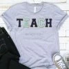 Hustle And Heart NC TEACH Navy Faux Chenille Letters Graphic Tee
