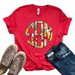 Hustle & Heart NC Teacher Brush Monogram Graphic Tee
