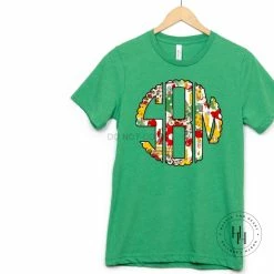 Hustle & Heart NC Teacher Brush Monogram Graphic Tee