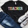 Hustle And Heart NC Faux Chenille And Glitter Letter Patch Tees Teacher Colorful Faux Chenille Letters Graphic Tee