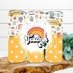 Hustle & Heart NC Teacher Rainbow Completed 20oz Skinny Tumbler Tumbler Of The Week