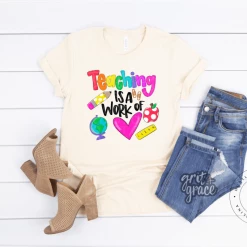 Hustle & Heart NC Teaching Is A Work Of Heart Screenprint Transfer Transfers