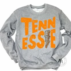 Hustle And Heart NC Tennessee Orange Lightning Bolt Graphic Tee