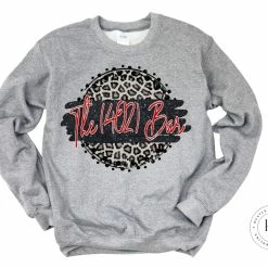 Hustle & Heart NC Faux Glitter Leopard Circle Designs The 402 Bar Black/Red With White Outline
