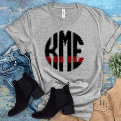 Hustle & Heart NC Monogram Tees Thin Red Line Monogram Graphic Tee