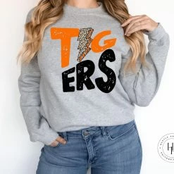 Hustle And Heart NC Tigers Black/Orange Lightning Bolt Graphic Tee