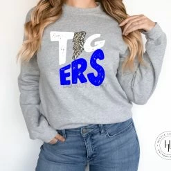 Hustle And Heart NC Tigers Blue And White Lightning Bolt Graphic Tee Lightning Bolt Designs