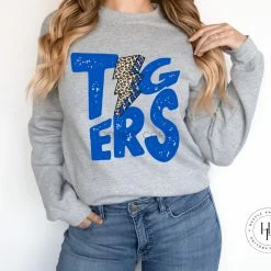 Hustle And Heart NC Tigers Blue Lightning Bolt Graphic Tee