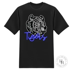 Hustle & Heart NC Tigers Blue Neon Mascot Neon Mascots