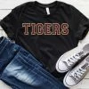 Hustle And Heart NC Faux Chenille And Glitter Letter Patch Tees Tigers Burgundy/Gold Faux Chenille Letters Graphic Tee