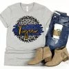 Hustle & Heart NC Tigers Navy And Yellow Gold Faux Glitter Leopard Circle Designs