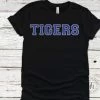 Hustle And Heart NC TIGERS Royal Blue Faux Chenille Letters Graphic Tee