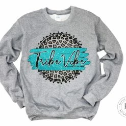 Hustle & Heart NC Tribe Vibe Teal/Black With White Outline Faux Glitter Leopard Circle Designs