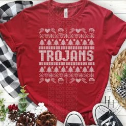 Hustle & Heart NC Trojans Ugly Christmas Sweater Screenprint Transfer Christmas Screenprint Transfers