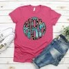 Hustle & Heart NC Monogram Tees Turquoise Leopard Monogram Graphic Tee- Pink Shirt