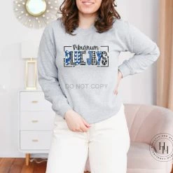 Hustle & Heart NC School Doodle Designs Viburnum Blue Jays Blue/Black/White Doodle Graphic Tee