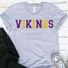 Hustle And Heart NC Faux Chenille And Glitter Letter Patch Tees Vikings Purple/Yellow/Gold Faux Chenille Letters Graphic Tee