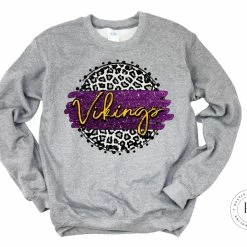 Hustle & Heart NC Faux Glitter Leopard Circle Designs Vikings