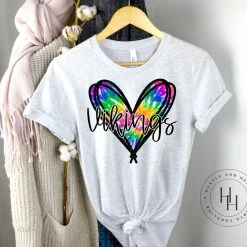 Hustle & Heart NC Vikings Tie Dye Heart Screenprint Transfer Transfers