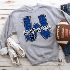 Hustle & Heart NC Wampus Cats Glitter Varsity Doodle