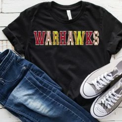 Hustle And Heart NC Warhawks Red/Baseball/Softball Faux Chenille Letters Graphic Tee Faux Chenille And Glitter Letter Patch Tees