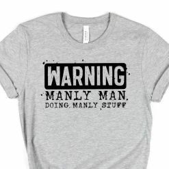 Hustle And Heart NC Warning Manly Man Graphic Tee