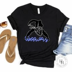 Hustle & Heart NC Warriors Blue Neon Mascot Neon Mascots