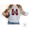 Hustle & Heart NC School Doodle Designs Warriors Maroon Glitter Varsity Doodle