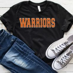 Hustle And Heart NC Warriors Orange Faux Chenille Letters Graphic Tee Faux Chenille And Glitter Letter Patch Tees