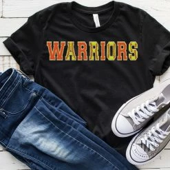 Hustle And Heart NC Warriors Orange/Softball Faux Chenille Letters Graphic Tee