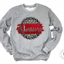 Hustle & Heart NC Faux Glitter Leopard Circle Designs Warriors Red/Black With White Outline