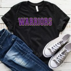 Hustle And Heart NC Warriors Royal Purple/Gold Faux Chenille Letters Graphic Tee