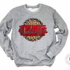 Hustle & Heart NC Washington Red/Black With White Outline Tan Leopard Faux Glitter Leopard Circle Designs