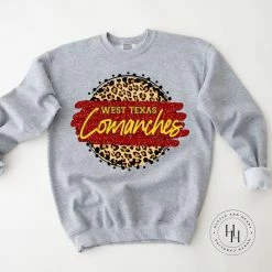 Hustle & Heart NC West Texas Comanches Leopard Circle Graphic Tee Faux Glitter Leopard Circle Designs