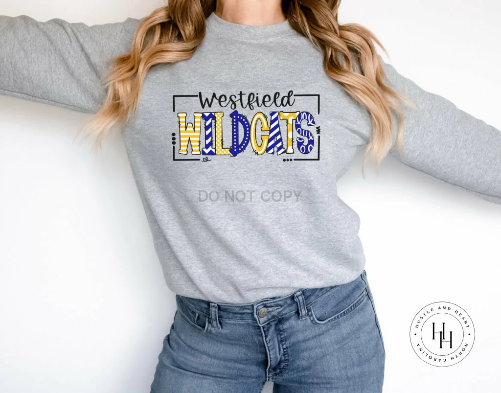 Hustle & Heart NC Westfield Wildcats Doodle Graphic Tee